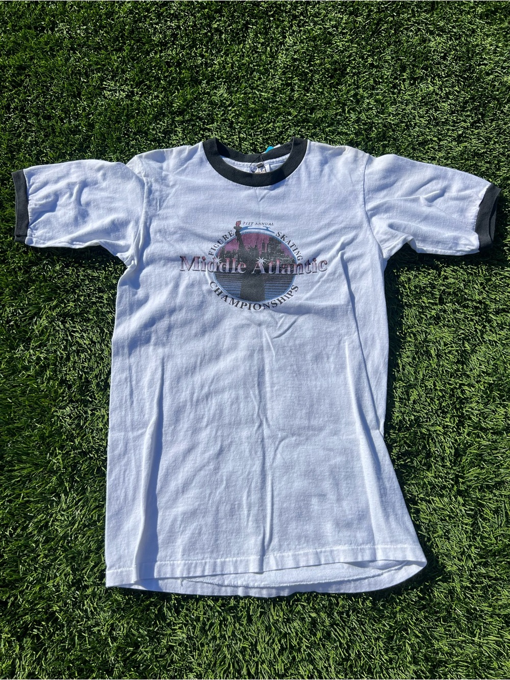 Source Unknown White Ringer Tee with Black Trim